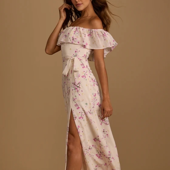 #3 Lulu's Pink Ruffled Off-Shoulder Sundress - Picture 4 of 8